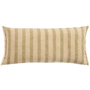 Linen Blend Green Striped Long Cushion