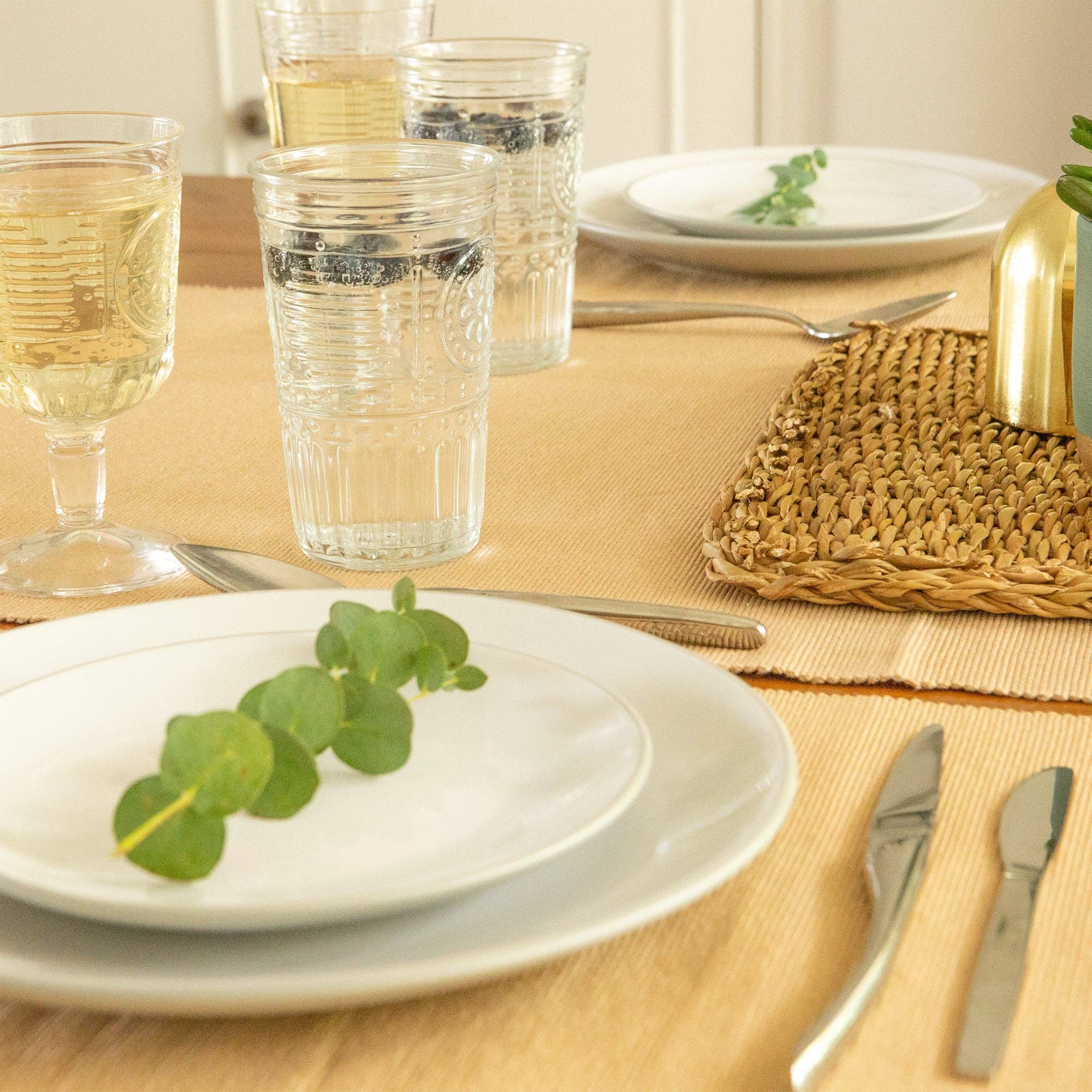 Ribbed Cotton Placemat Beige