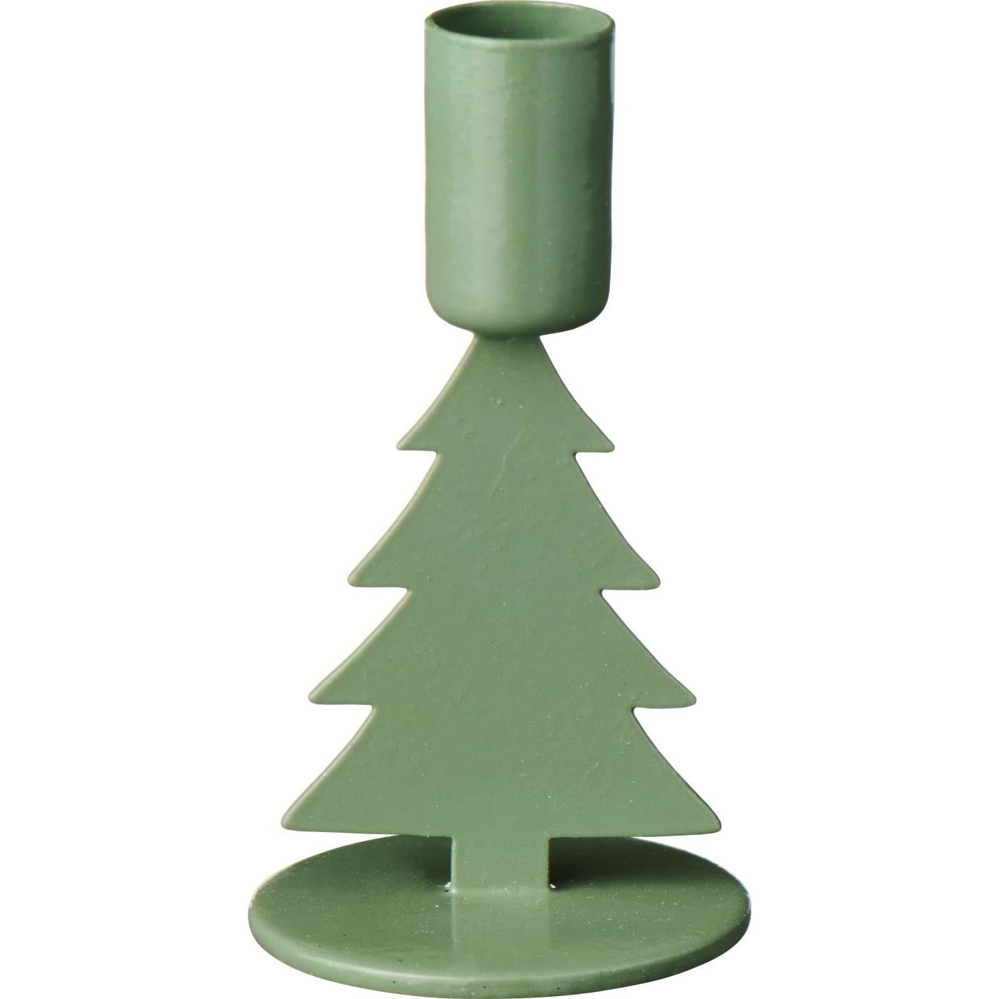 Tree Design Taper Candle Holder Green