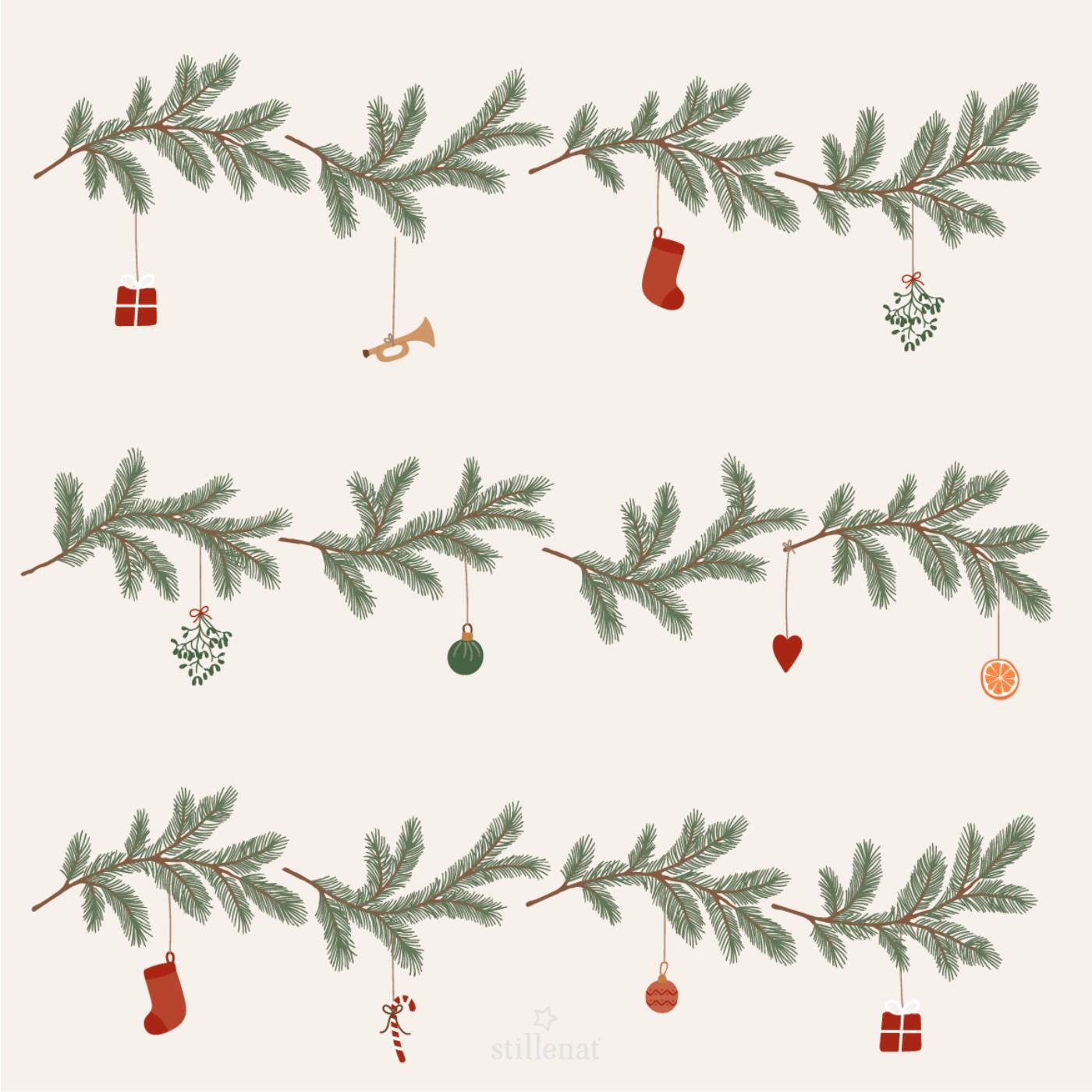 Paper Napkins Christmas Garlands Pack of 50