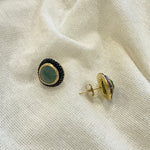 Load image into Gallery viewer, NE149 Stud Earrings with Black Rhodium and Aventurine

