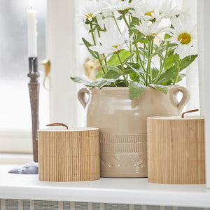 BAMBOO ROUND STORAGES BOXES SET OF TWO