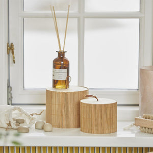 BAMBOO ROUND STORAGES BOXES SET OF TWO