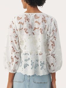 PART TWO ANIDAS WHITE EMBROIDERED BLOUSE