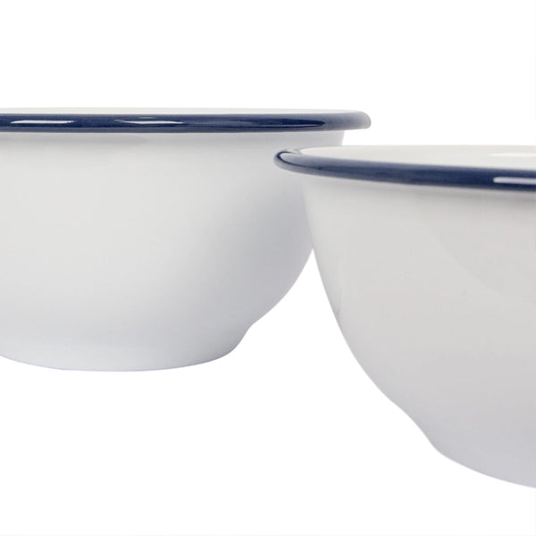 ENAMEL BOWL NAVY RIM LARGE