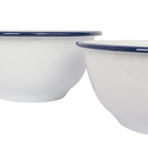 ENAMEL BOWL NAVY RIM LARGE