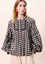 Load image into Gallery viewer, FRNCH Noir Checked Blouse
