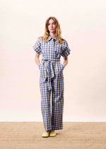 Load image into Gallery viewer, FRNCH Checked Blue Jumpsuit
