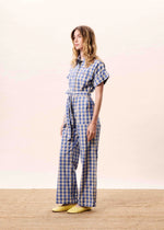Load image into Gallery viewer, FRNCH Checked Blue Jumpsuit
