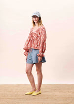 Load image into Gallery viewer, FRNCH Oversized Patterned Rouge Blouse
