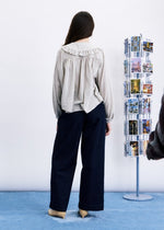 Load image into Gallery viewer, FRNCH Ruffle Blouse Cream Check
