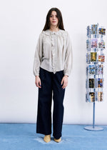 Load image into Gallery viewer, FRNCH Ruffle Blouse Cream Check
