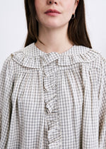 Load image into Gallery viewer, FRNCH Ruffle Blouse Cream Check
