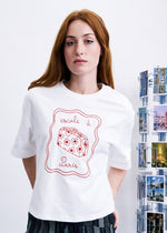 Load image into Gallery viewer, FRNCH White T-Shirt with Red Embroidered Detail
