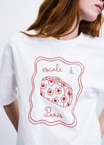 Load image into Gallery viewer, FRNCH White T-Shirt with Red Embroidered Detail
