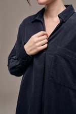 Load image into Gallery viewer, Mat De Misaine Claran Micro Cord Shirt Navy
