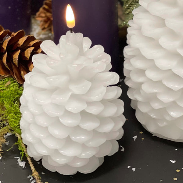 LED PINE CONE CANDLE CREAM/WHITE 10X13CM