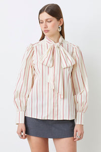 Suncoo Striped Blouse Lips Cherry and Cream