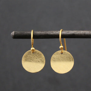 BRUSHED CIRCLE DISK DROP EARRINGS GOLD VE60 GM