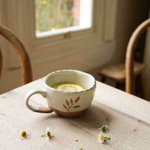 Handpainted Botanic Tea Cup Taupe