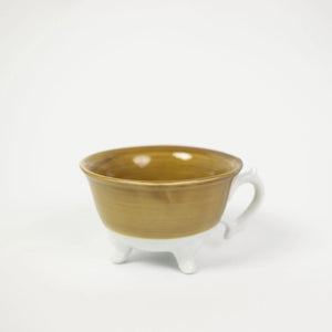 Ceramic Cup with Feet Brown