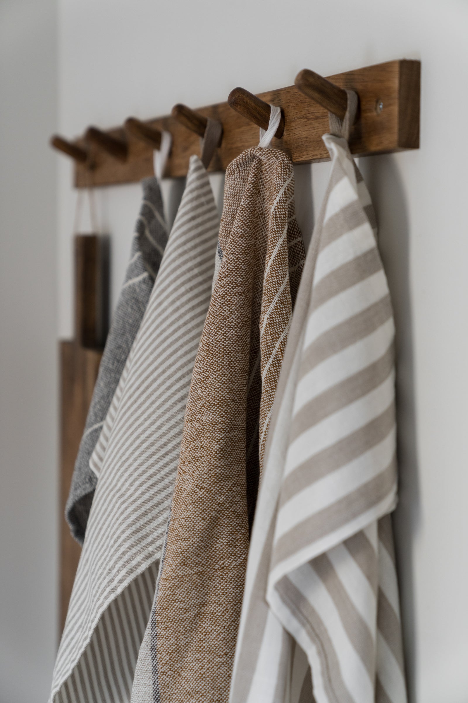 Cotton Tea Towel Beige and White Stripes