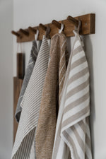 Load image into Gallery viewer, Cotton Tea Towel Beige and White Stripes

