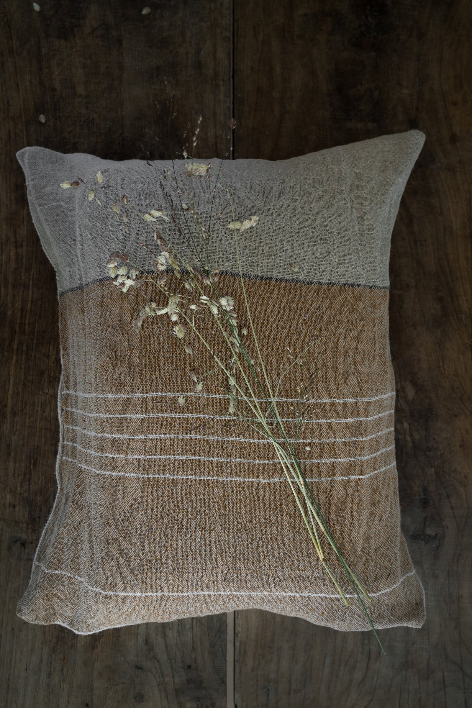 Linen Cushion Grey and Natural 40x60