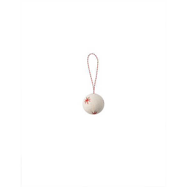 WHITE AND RED BALL FELT DECORATION