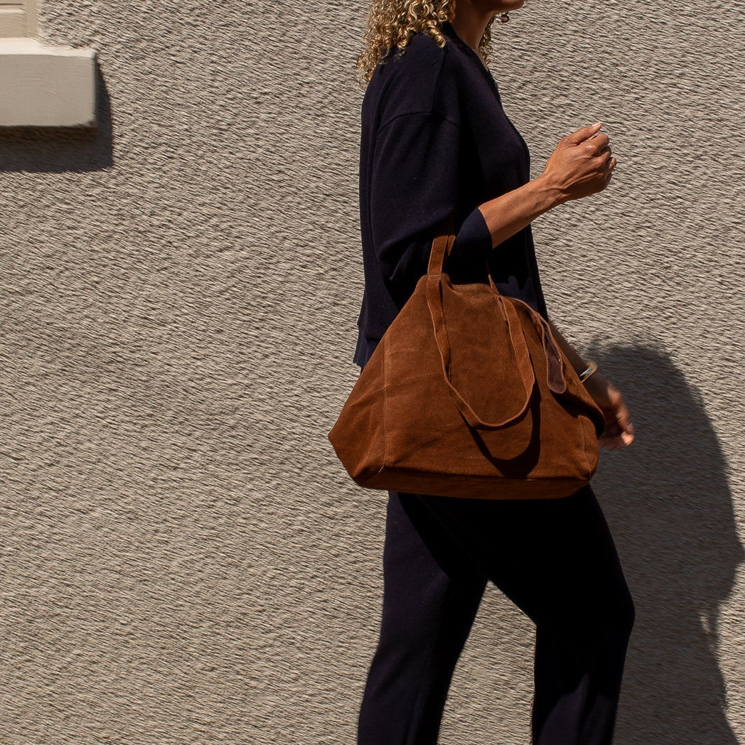 Suede Tan Slouch Bag