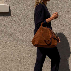 Suede Tan Slouch Bag