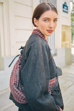 Load image into Gallery viewer, FRNCH Dark Denim Jacket Contrast Collar
