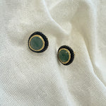 Load image into Gallery viewer, NE149 Stud Earrings with Black Rhodium and Aventurine
