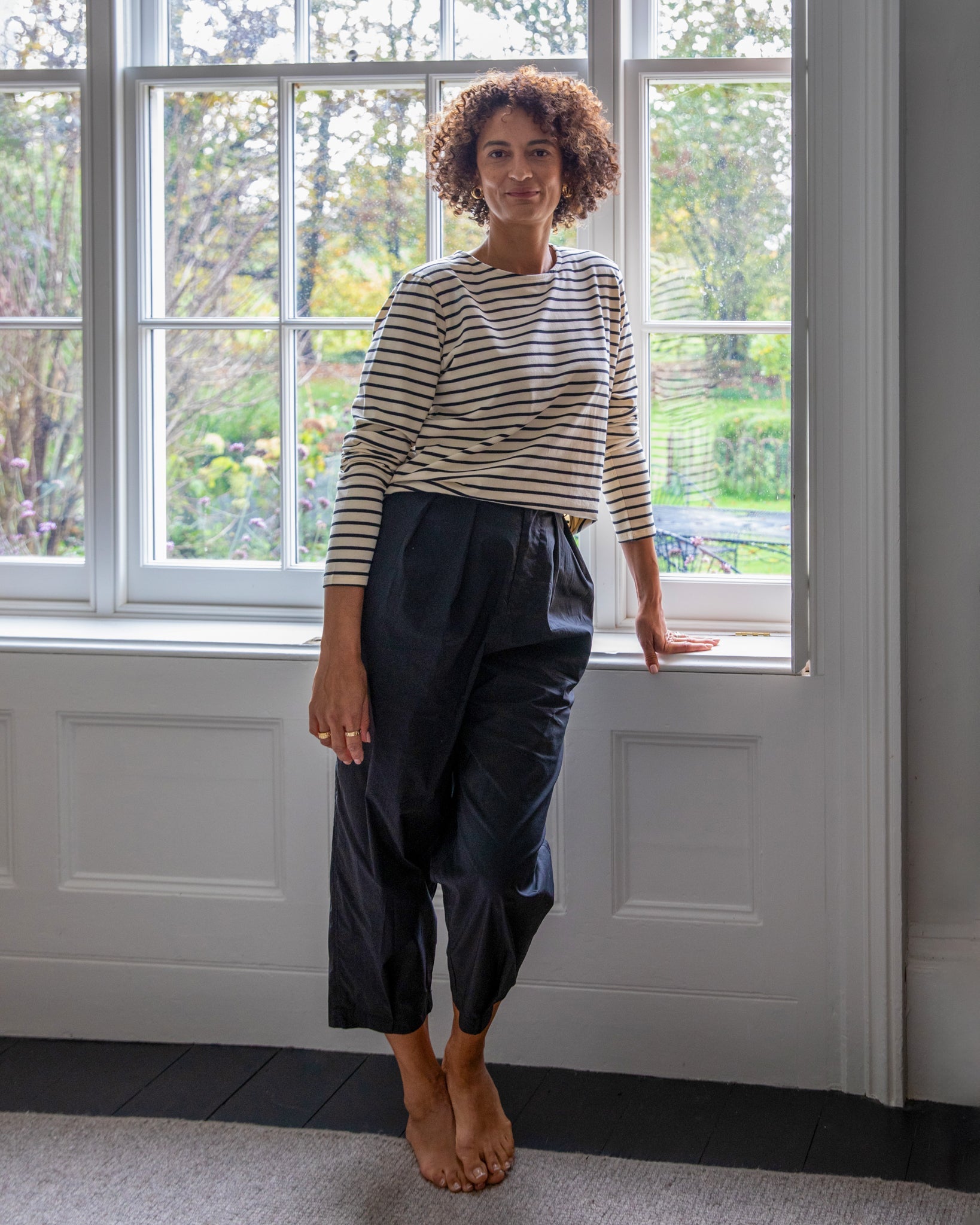 Chalk Fleur Stripe T-Shirt Black/Cream