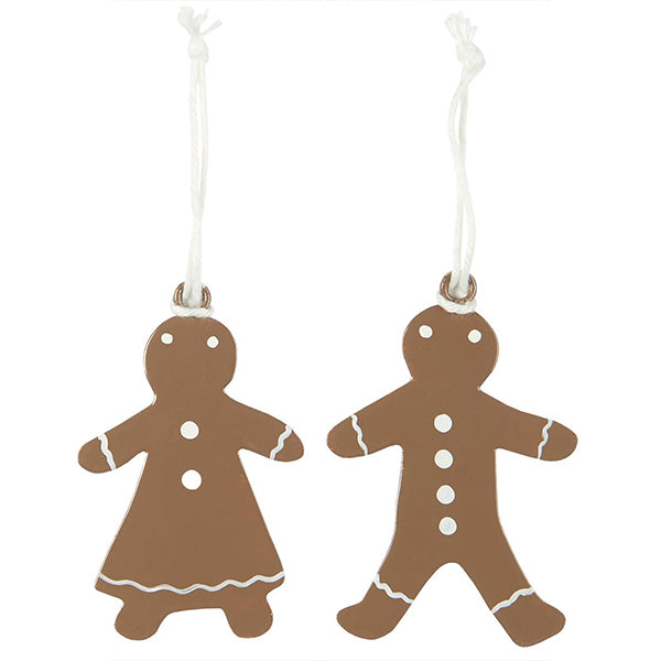 GINGERBREAD METAL HANGING DECORATION MR OR MRS