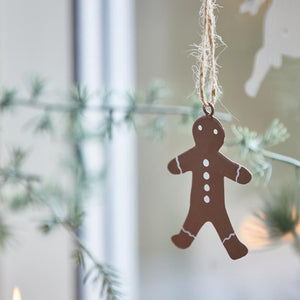 GINGERBREAD METAL HANGING DECORATION MR OR MRS