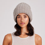 Load image into Gallery viewer, Kari Lambswool Beanie Hat Stone Grey
