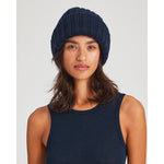 Load image into Gallery viewer, Kari Lambswool Beanie Hat Navy
