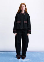 Load image into Gallery viewer, FRNCH Dark Denim Jacket Contrast Collar
