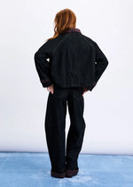 Load image into Gallery viewer, FRNCH Dark Denim Jacket Contrast Collar
