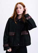 Load image into Gallery viewer, FRNCH Dark Denim Jacket Contrast Collar
