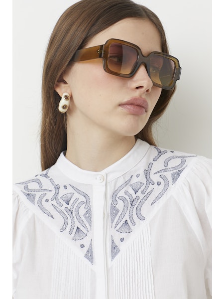 Suncoo Livio White Embroidered Blouse