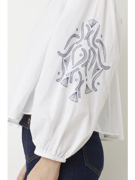 Suncoo Livio White Embroidered Blouse