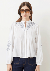 Suncoo Livio White Embroidered Blouse