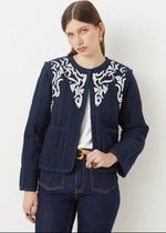 Load image into Gallery viewer, Suncoo Daho Embroidered Cotton Navy Jacket
