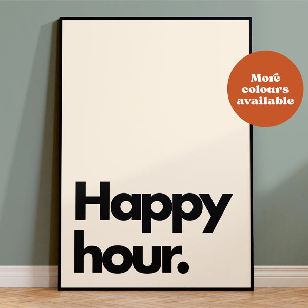 HAPPY HOUR TYPOGRAPHY PRINT A3 BLACK