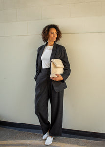 Chalk Judith Trousers Dark Charcoal Pinstripe