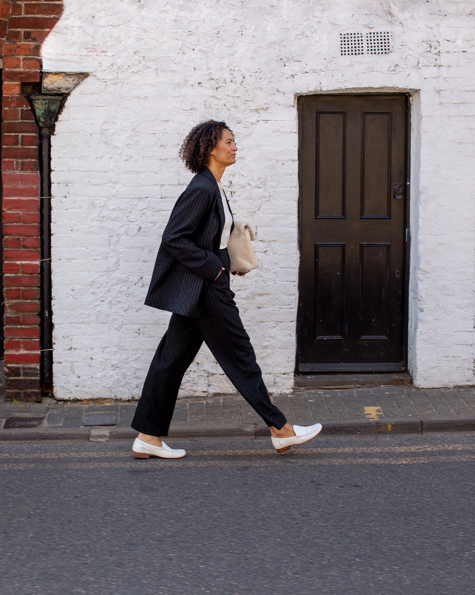Chalk Judith Trousers Dark Charcoal Pinstripe