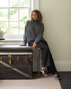 Chalk Judith Trousers Dark Charcoal Pinstripe