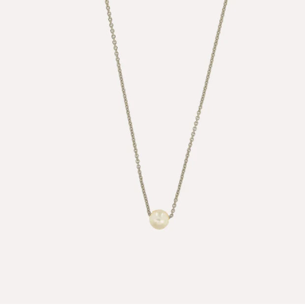 Lonely Pearl Necklace Silver